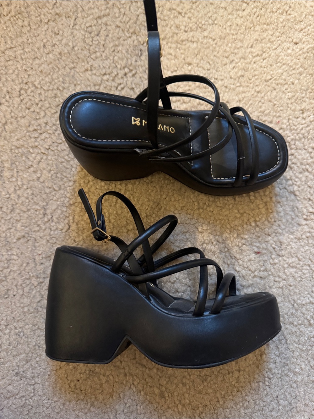 Milano Black Multi-Strap Platform Heels